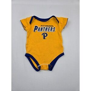 Pittsburgh Panthers Baby One Piece Yellow Blue Logo Team Athletics Size 12 M